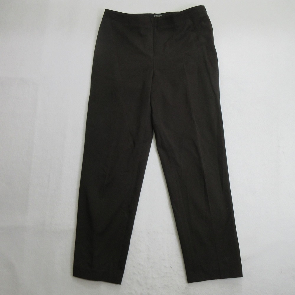 Talbots Women Pants 12 Classic Slim Dark Brown Flat Front Dress Trousers Flaw